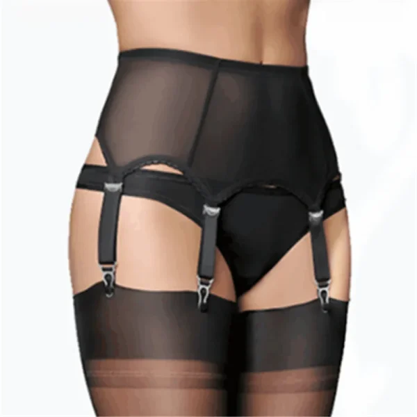 Sexy Women Vintage High Waist Garter Belt Sexy Lingerie Suspender Elastic Belt Stocking Garter Belt with 6 Metal Buckles Straps - Image 2