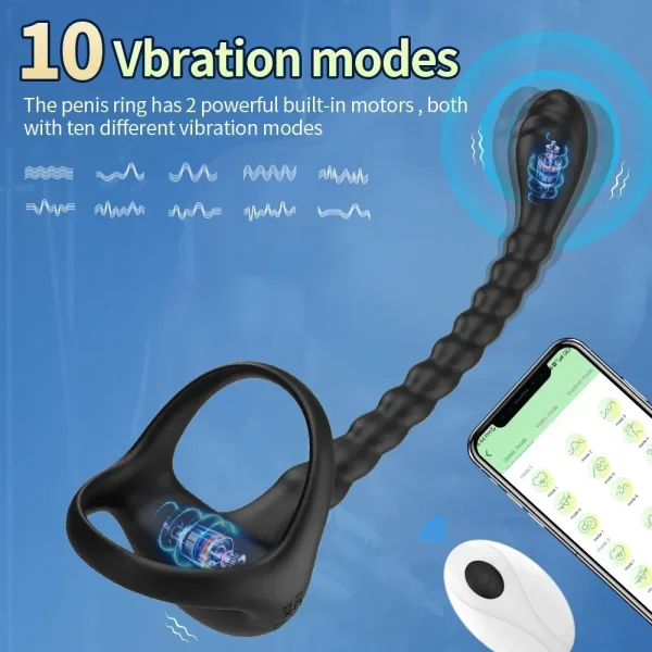 APP Remote Penis Ring Anal Plug Vibrators For Men Cock Ring Delay Exerciser Prostate Stimulator Massager Adult Sex Toys for Men - Image 2