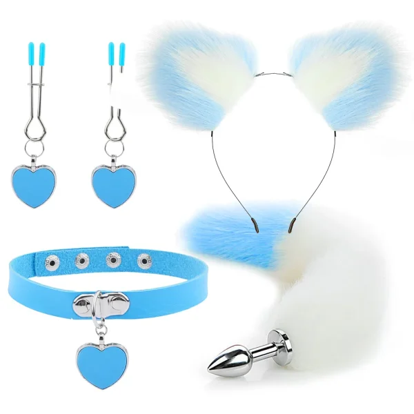 Anal Sex Toys Fox Tail Butt Plug Sexy Plush Cat Ear Headband With Bells Necklace Set Massage Sex toys For Women Couples Cosplay - Image 6