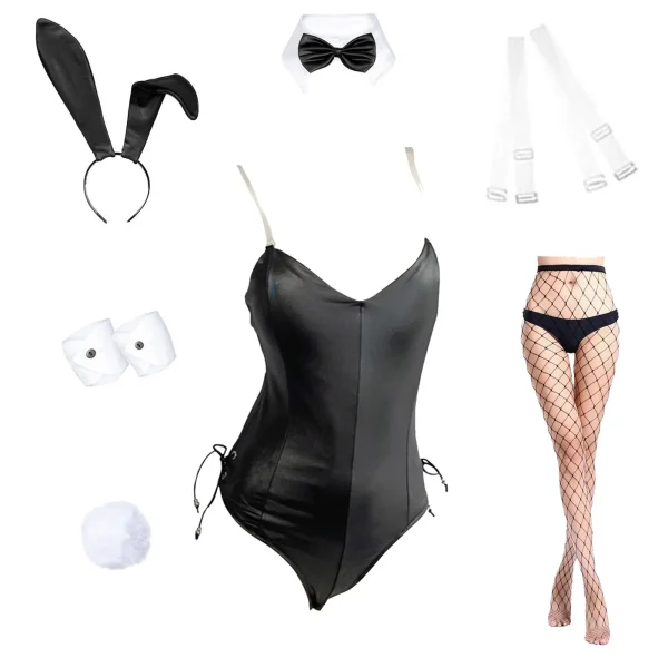 Women'S Bunny Girl Suit Anime Halloween Costume Cosplay Bodysuit Bunny Headband Stockings Set Night Club Outfits Club Party топ - Image 3