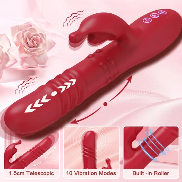 Rabbit Vibrator For Women Powerful G Spot Telescopic Rotating Clitoris Vagina Stimulator Female Masturbator For Adult Sexy Toys - Image 2