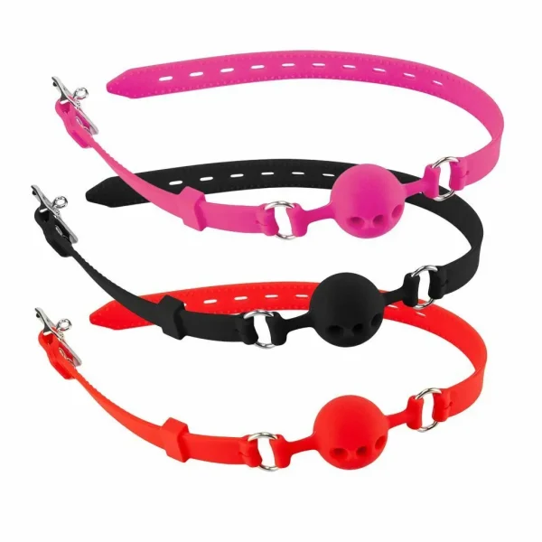 Soft Silicone Mouth Opening Gag Three Holes Breathable Slave Restraint Fixation Cosplay Punish BDSM Bondage Adults Sex Toys Game