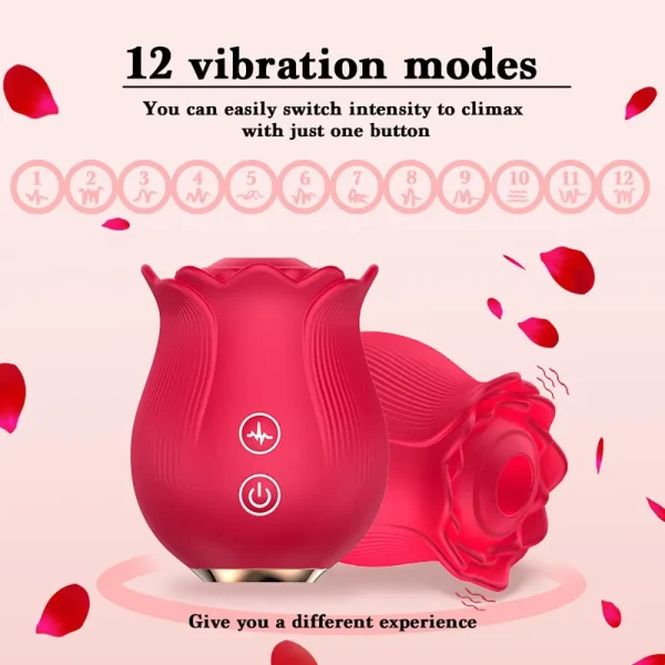 Rose Toy Dildo Thrusting Vibrator for Women Egg Clitoris Sucker Stimulator Tongue Licking Wiggle Adults Goods Sucking Sex Female - Image 6