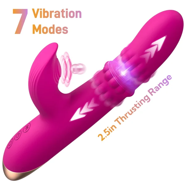 Telescopic Rabbit Vibrator for Women Powerful Dildo G-Spot Vibrating Rotating Beaded Clit Stimulator Female Masturbator Sex Toys