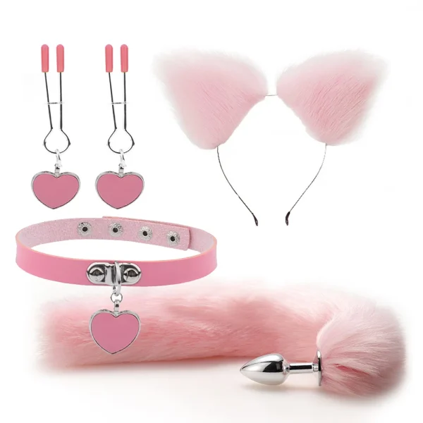 Anal Sex Toys Fox Tail Butt Plug Sexy Plush Cat Ear Headband With Bells Necklace Set Massage Sex toys For Women Couples Cosplay - Image 5