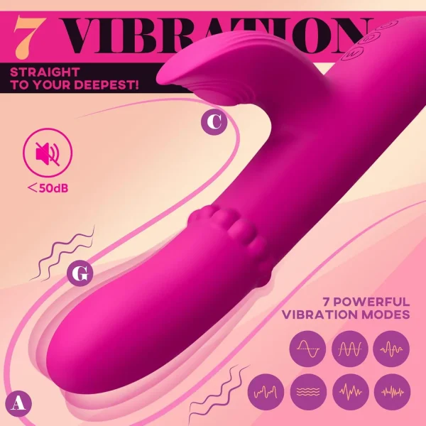 Telescopic Rabbit Vibrator for Women Powerful Dildo G-Spot Vibrating Rotating Beaded Clit Stimulator Female Masturbator Sex Toys - Image 4