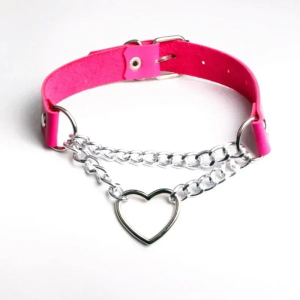 Sexy PU Leather Peach Heart Chain Collar BDSM Bondage Slave Body Harness Necklace Sex Toys for Couple Game - Image 4