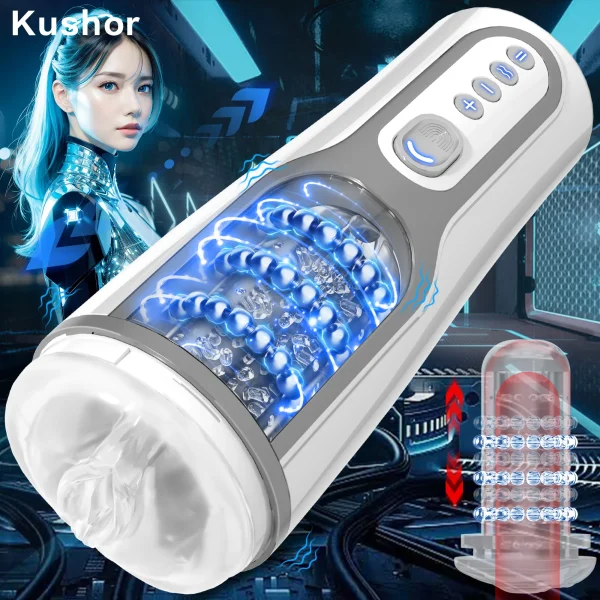 Kushor Automatic Male Masturbator 3D Realistic Vagina Masturbation Cup Telescopic Rotation Sex Toys for Men Adult Products 18