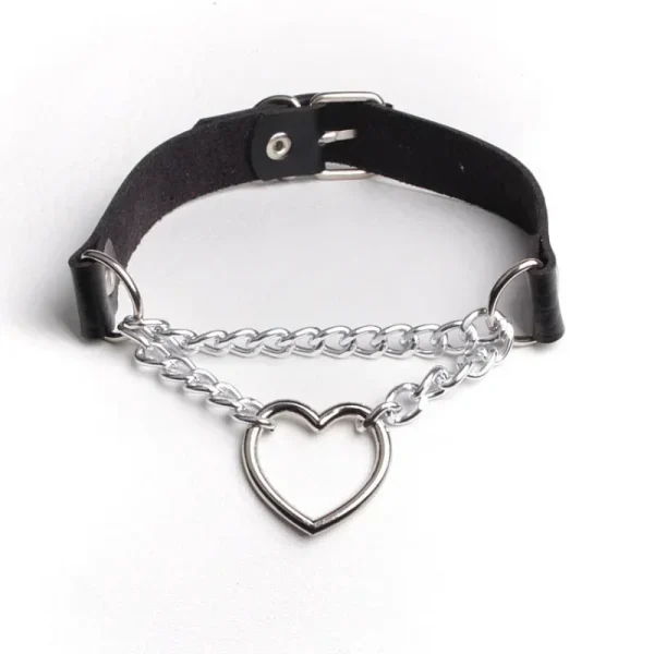 Sexy PU Leather Peach Heart Chain Collar BDSM Bondage Slave Body Harness Necklace Sex Toys for Couple Game - Image 2