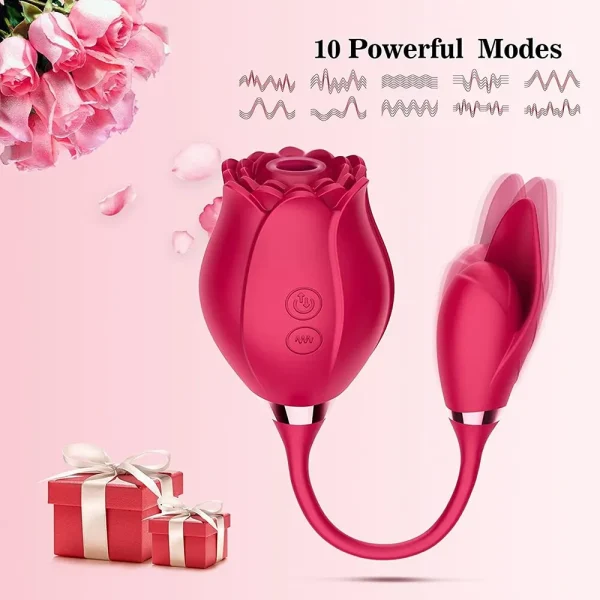 Rose Toy Dildo Thrusting Vibrator for Women Egg Clitoris Sucker Stimulator Tongue Licking Wiggle Adults Goods Sucking Sex Female - Image 4