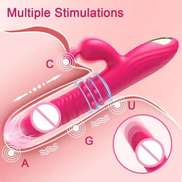 Rabbit Vibrator for Women Vagina G-Spot Nipple Clitoris Stimulator Thrusting Telescopic Rotating Dildo for Adult Sexy Toys - Image 3