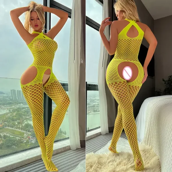 Porn Body Sexy Lingerie Bodystocking Erotic Underwear Fishnet Bodysuit Babydoll Dress Exotic Open C Tight Bodysuit Plus Size - Image 3