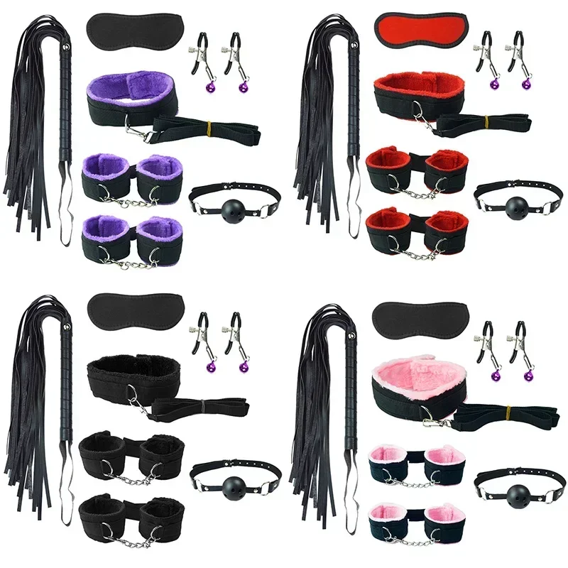 Fetish BDSM Bondage Erotic Toy slave Sex Toys For Women Handcuffs Whip Binding Anal Plug Vibrator Couple Sexy Tool 18 bdsm